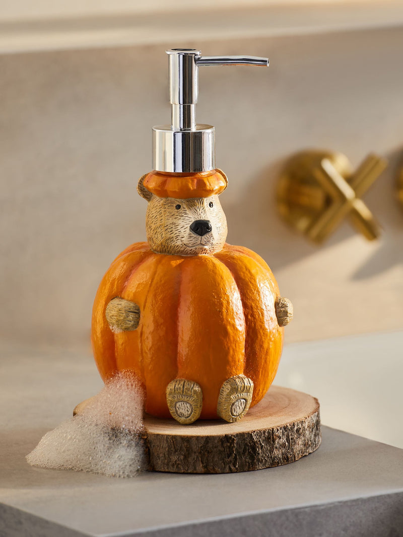 Bertie Bear pumpkin Halloween soap dispenser, imported from the UK