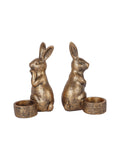 Laura Ashley gold rabbit tea light holders set of 2, UK version