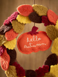 Felt pumpkin hanging decoration with Hello Autumn embroidery, imported from the UK