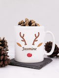 Personalised Reindeer Face Christmas Mug by Loveabode