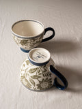 Set of 2 Large Sage Green Earthenware Mugs 43cl