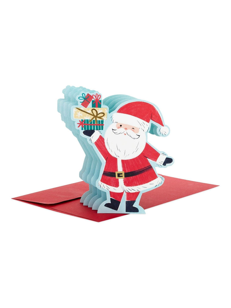 Red 3D Pop-Up Santa Design Christmas Card with Gold-Foil Details, 22.8cm x 15.9cm