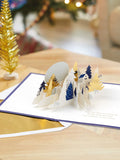 3D Pop-Up Christmas Card with Winter Wonderland Design and Gold-Foil Details