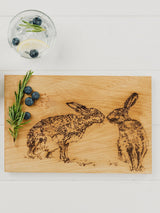 Selbrae House Natural Kissing Hare Wooden Cheese Serving Board 30cm x 20cm