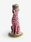 Rockett St George pink/black leopard print taper candle holder 17cm height, imported from the UK
