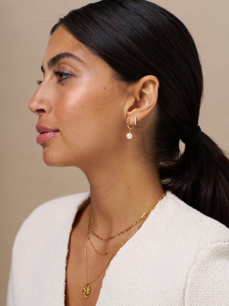 Orelia London pearl drop huggie earrings gold tone, imported from the UK
