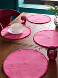 Set of 4 Pink Fringe Placemats