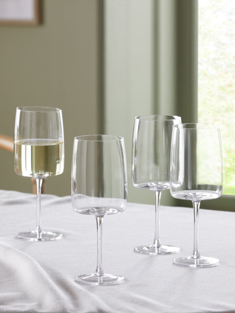 Clear Angular Set of 4 Red Wine Glasses