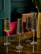 Black Leopard Print Champagne Flutes Set of 4
