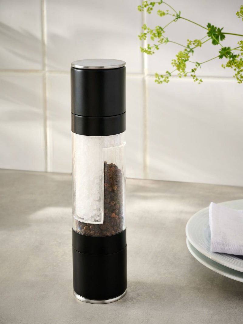 Black two in one salt and pepper grinder - British product