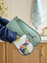 Teal Blue Sausage Dog Oven Gloves