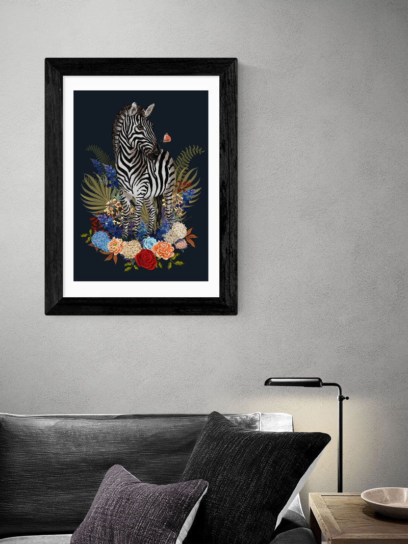 East End Prints Black Zebra Floral by Becca Who