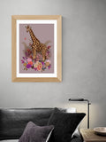 East End Prints Oak Giraffe Floral Pink by Becca Who