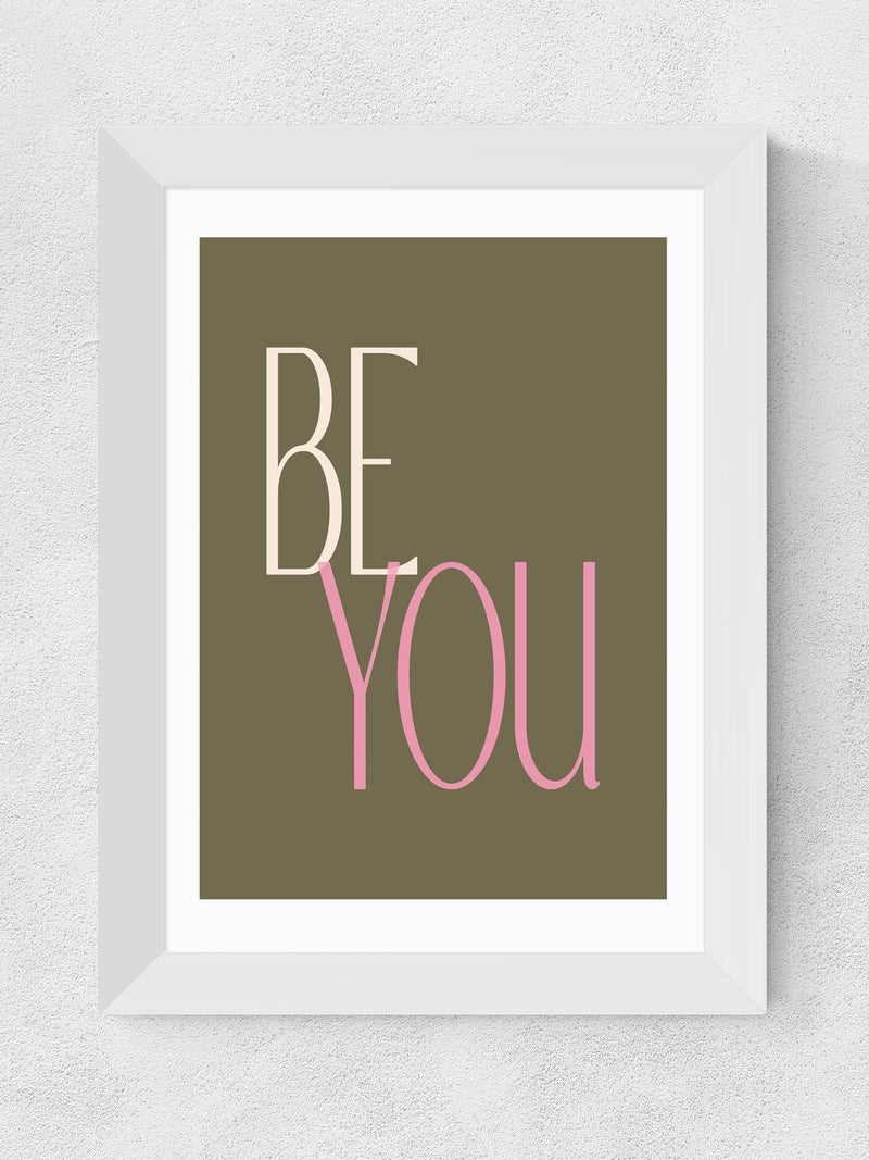 Apricot+Birch White Be You framed art print - British product