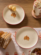 Natural Christmas Gingerbread Side Plates Set of 2 Stoneware
