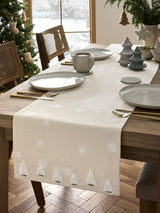 Natural Scandi Embroidered Christmas Tree Table Runner - Small or Large