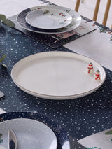White Winter Scene Snowman Stoneware Serving Platter 32cm x 27.5cm
