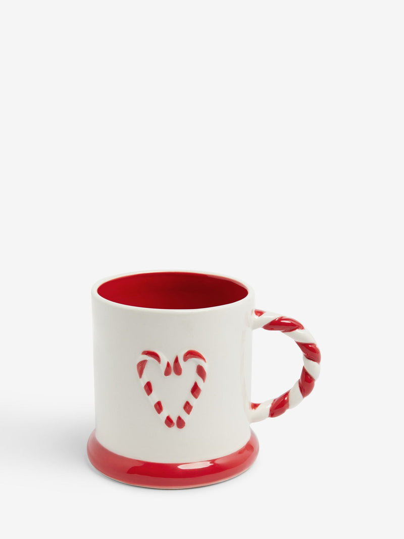 Natural Red Candy Cane Christmas Mug 10cm, imported from the UK