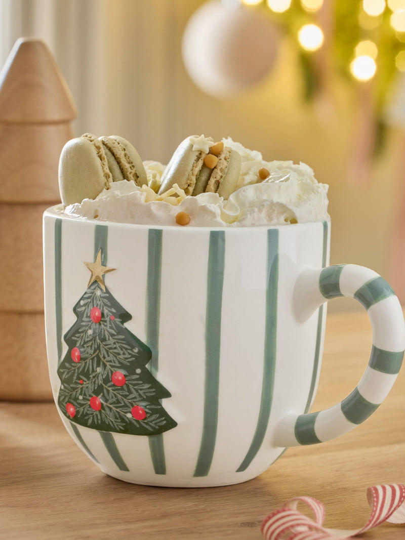 Sage Green Christmas Tree Stripe Mug