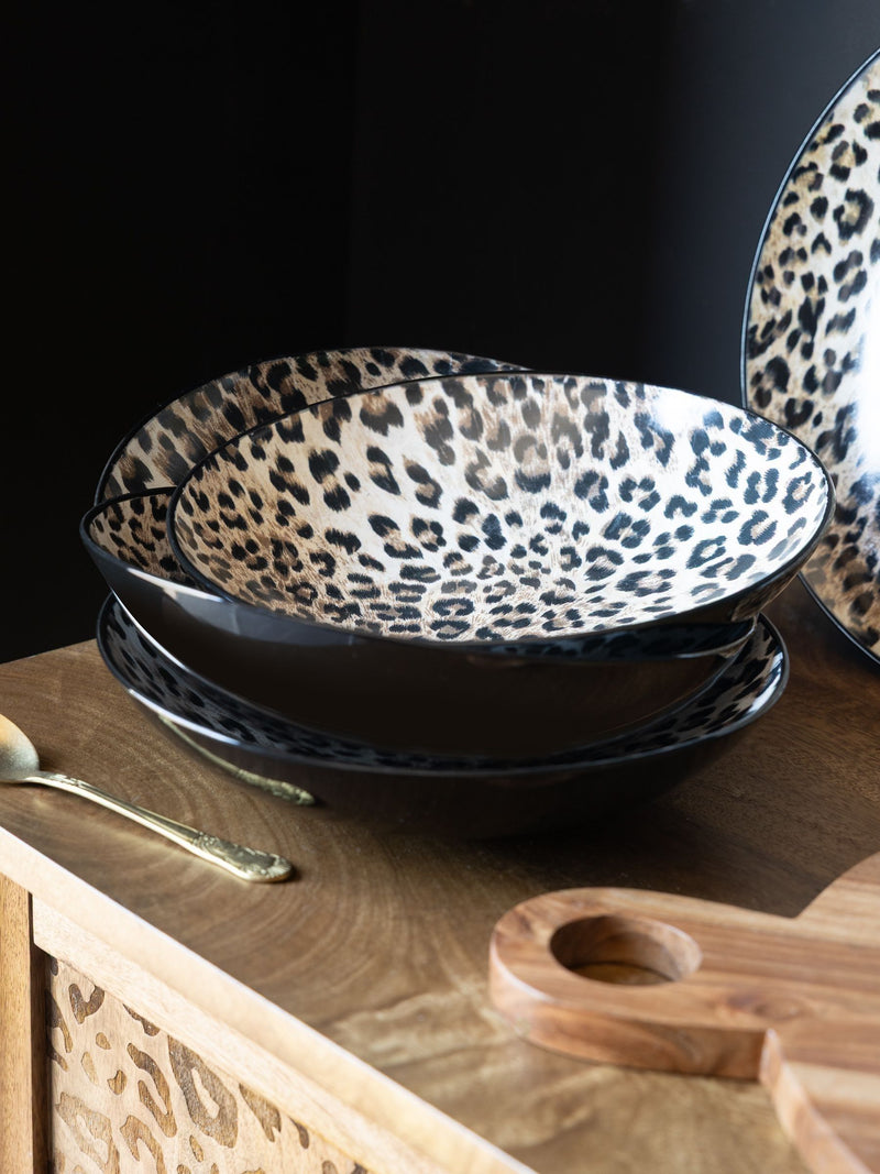 Rockett St George pasta bowls leopard print set of 4, UK import
