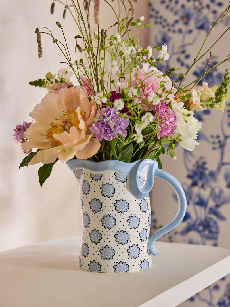 Cath Kidston blue bow jug vase 30cm height - British product