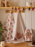 Natural Christmas gingerbread oven mitt and tea towel bundle (British brand)