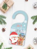 Natural Personalised Santa and Reindeer Christmas Door Sign by Loveabode