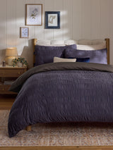Blue Gingham Ruched with Ties Duvet Cover and Pillowcase Set