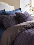 Blue gingham ruched duvet cover and pillowcase set - British product
