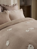 Natural Fleece Tufted Hamish Duvet Cover and Pillowcase Set, imported from the UK