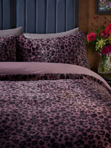 Purple Leopard Print Faux Fur Duvet Cover and Pillowcase Set
