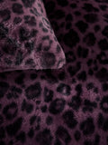 Purple leopard print faux fur duvet cover set, imported from the UK