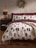 Cream burgundy reversible duvet cover set - British product