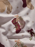 Cream burgundy reversible duvet cover set - British product