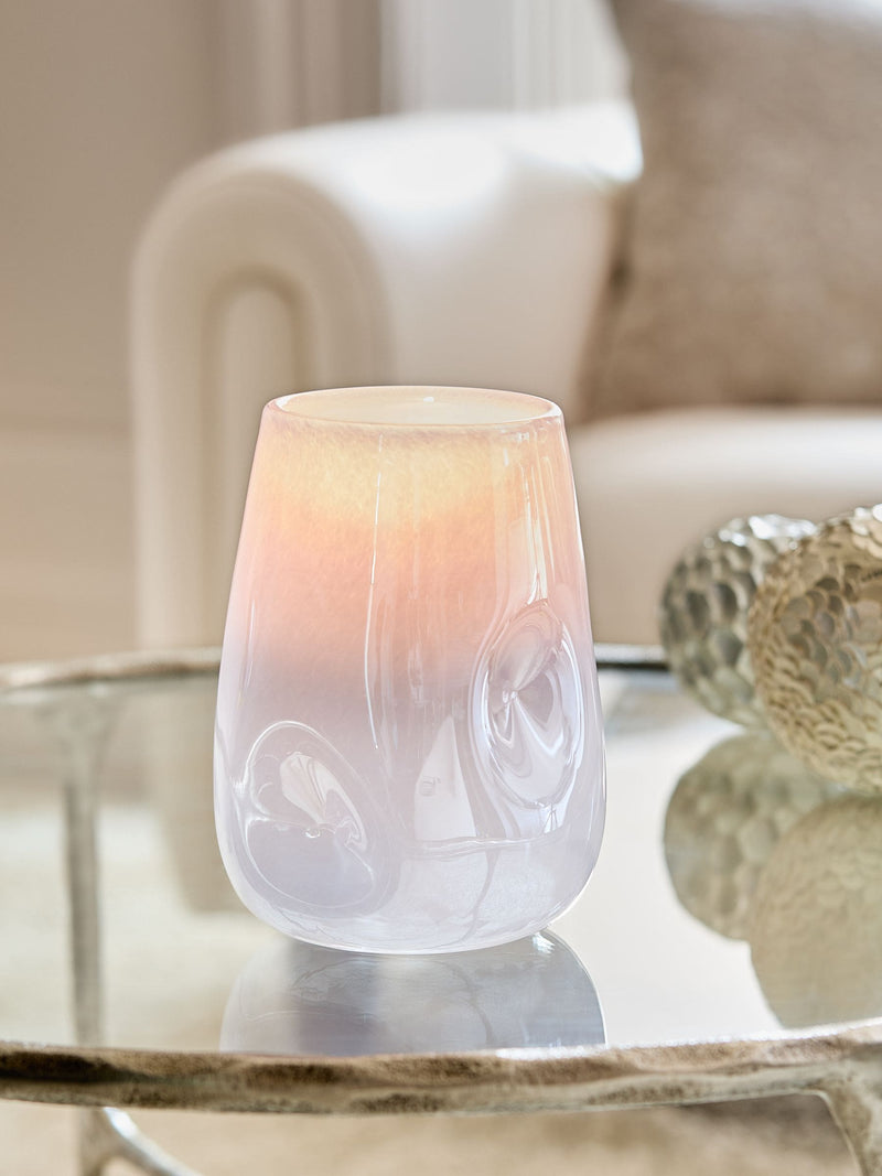 Purple lustre glass hurricane candle holder 20x15x15 cm, imported from the UK