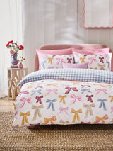 Multicolour Bows Reversible Duvet Cover and Pillowcase Set