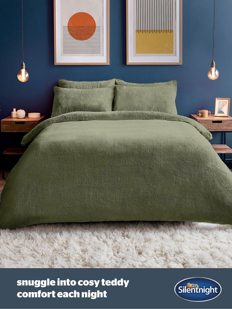 Silentnight sage teddy fleece duvet set (British brand)
