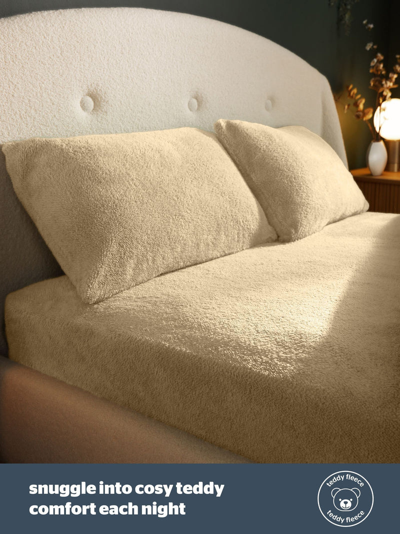 Silentnight Natural Teddy Fleece Fitted Sheet (British brand)
