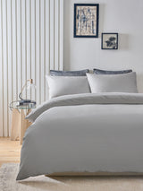 Grey Light Cotton Rich Plain Duvet Cover and Pillowcase Set