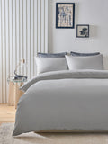 Grey light cotton rich plain duvet cover and pillowcase set, UK version