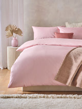 Blush Pink Cotton Rich Plain Duvet Cover and Pillowcase Set
