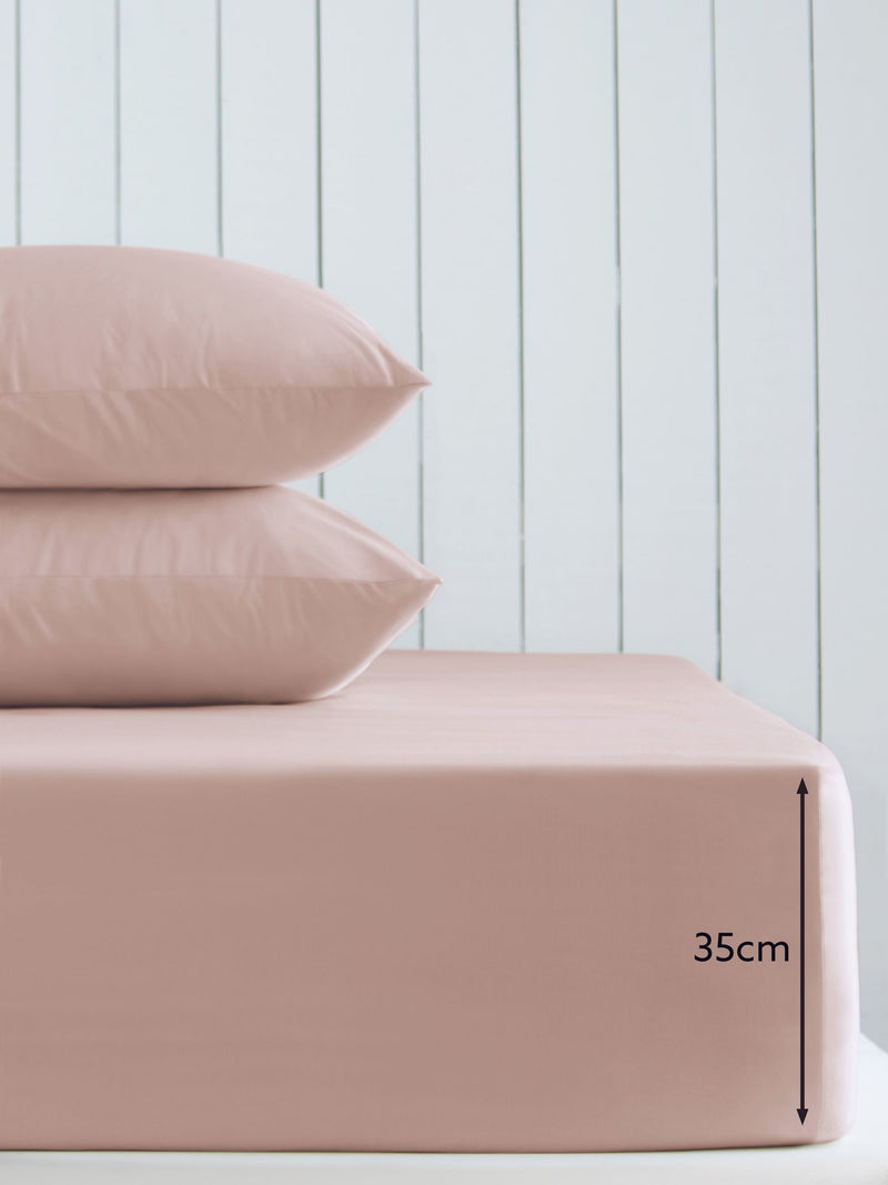 Blush pink cotton rich deep fitted bed sheet - British product
