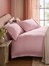 Pink 200 Thread Count Box Pleat Duvet Cover and Pillowcase Set
