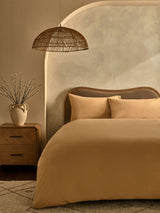 Caramel Brown Supersoft 100% Brushed Cotton Duvet Cover Plain and Pillowcase Set