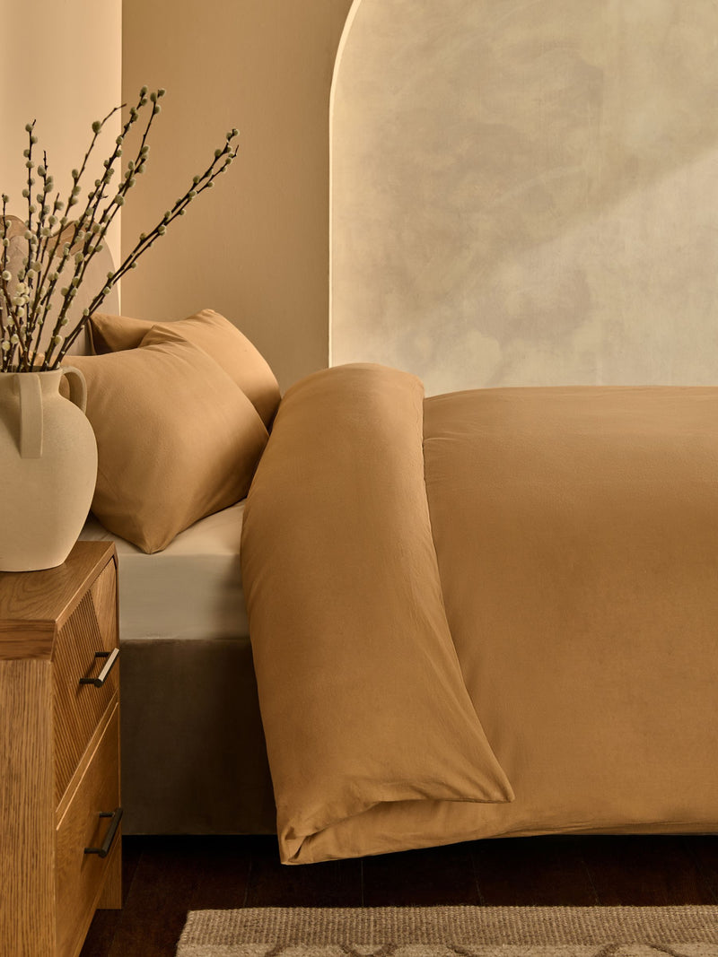 Caramel Brown Duvet Cover and Pillowcase Set - British product