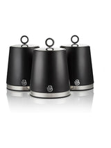Swan Black Serenity Set of 3 1.3L Kitchen Storage Canisters
