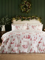 Vantona Red Christmas Santa 100% Brushed Cotton Duvet Cover Set