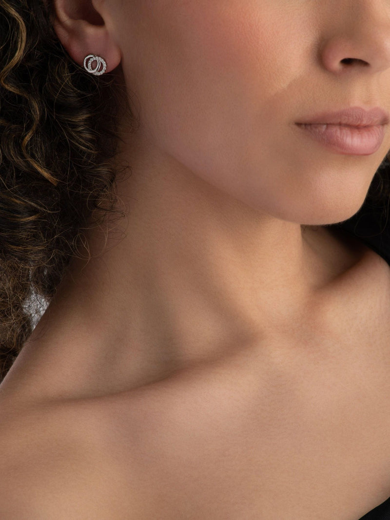 Beaverbrooks double circle cubic zirconia stud earrings 8mm - British product