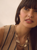 Gold Tone Cutout Double Layer Necklace