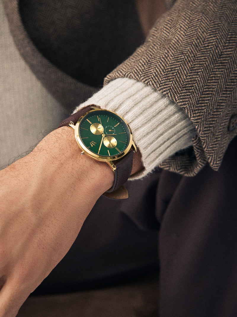 Brown Gold Vertical Dial Analog Watch - British product